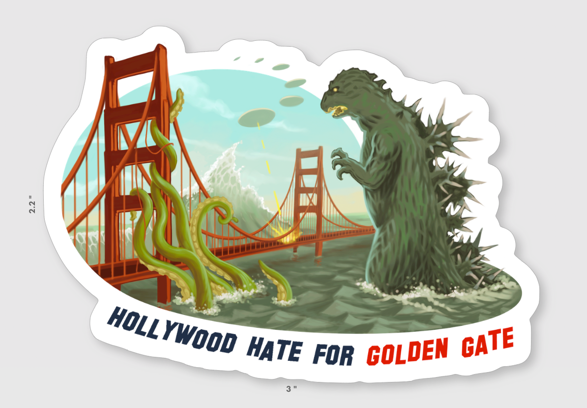 Hollywood Hate for Golden Gate (3" x 2.2") *