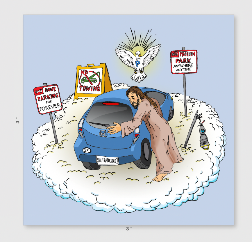 Heavenly Parking (3" x 3")